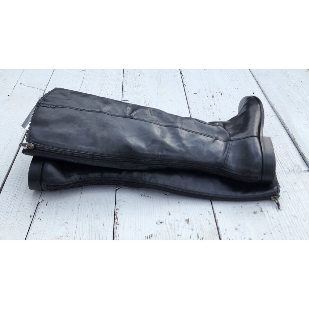 Jack Rogers Lisbeth Women Black Knee Leather Boots WIDE CALF US 11 EU 41.5 - Picture 6 of 11